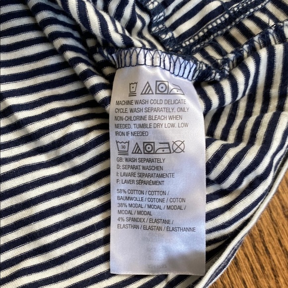 Blue and White stripe long sleeve, drawstring bottom Any Body shirt, size medium - Picture 8 of 9